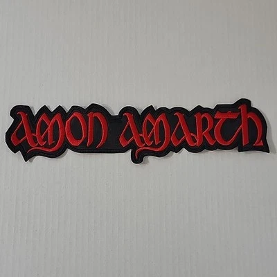 AMON AMARTH Red Shaped Band Logo BACK PATCH BIG Embroidered - Image 1 of 4