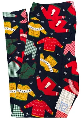 NUEVO LuLaRoe Alto y Curvilíneo 2 (18+) Azul Marino Rojo Verde Navidad Suéteres Leggings Foto 1 de 4