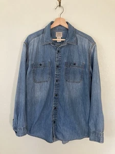 Camisa LL Bean Para Hombres M Azul Denim Abotonada Informal Aire Libre Senderismo - Imagen 1 de 5