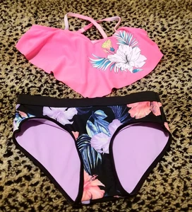 Justice Girls  2 Piece Flounce Top Bikini Swimsuit, Size M (10) - Picture 1 of 7