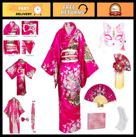 Japanese Yukata Kimono for Women - Geisha Costume, Anime Cosplay Robe & Accessor