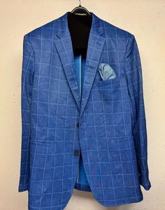 Johnston & Murphy XC Flex ungefütterter karierter Strickblazer blau - Größe M - Bild 1 von 6