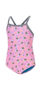 Little Dolfin Girls One Piece Swimsuit Buzy Bee, Size 8 Pink With Yellow Bees - Picture 1 of 7