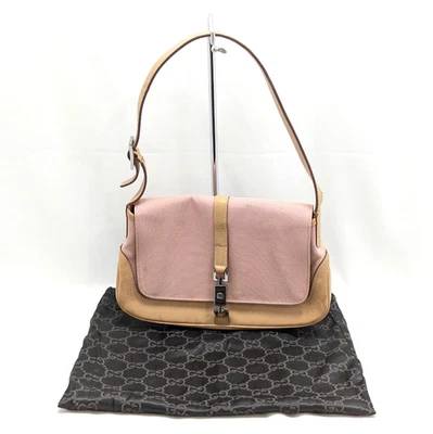 Gucci Jackie кожи холст наплечная ручная сумка розовый бежевый 001 3824 3754 подлинный - Изображение 1 из 4