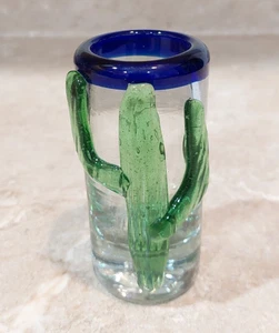 CC17 Mexikanischer mundgeblasener Schnapsglas Kaktus 3D dick Cinco de Mayo 3,5 Zoll - Bild 1 von 4