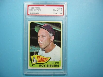 1965 TOPPS MLB HIGH NUMBER BASEBALL CARD #574 ROY SIEVERS PSA 8 NM/MINT '65 GL - Image 1 of 4