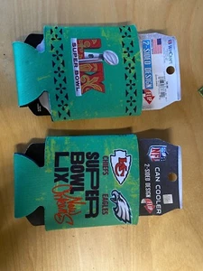 2025 Super Bowl 59 LIX Can Cooler Koozie Eagles Chiefs NOLA Official Lot of 2 - Picture 1 of 3