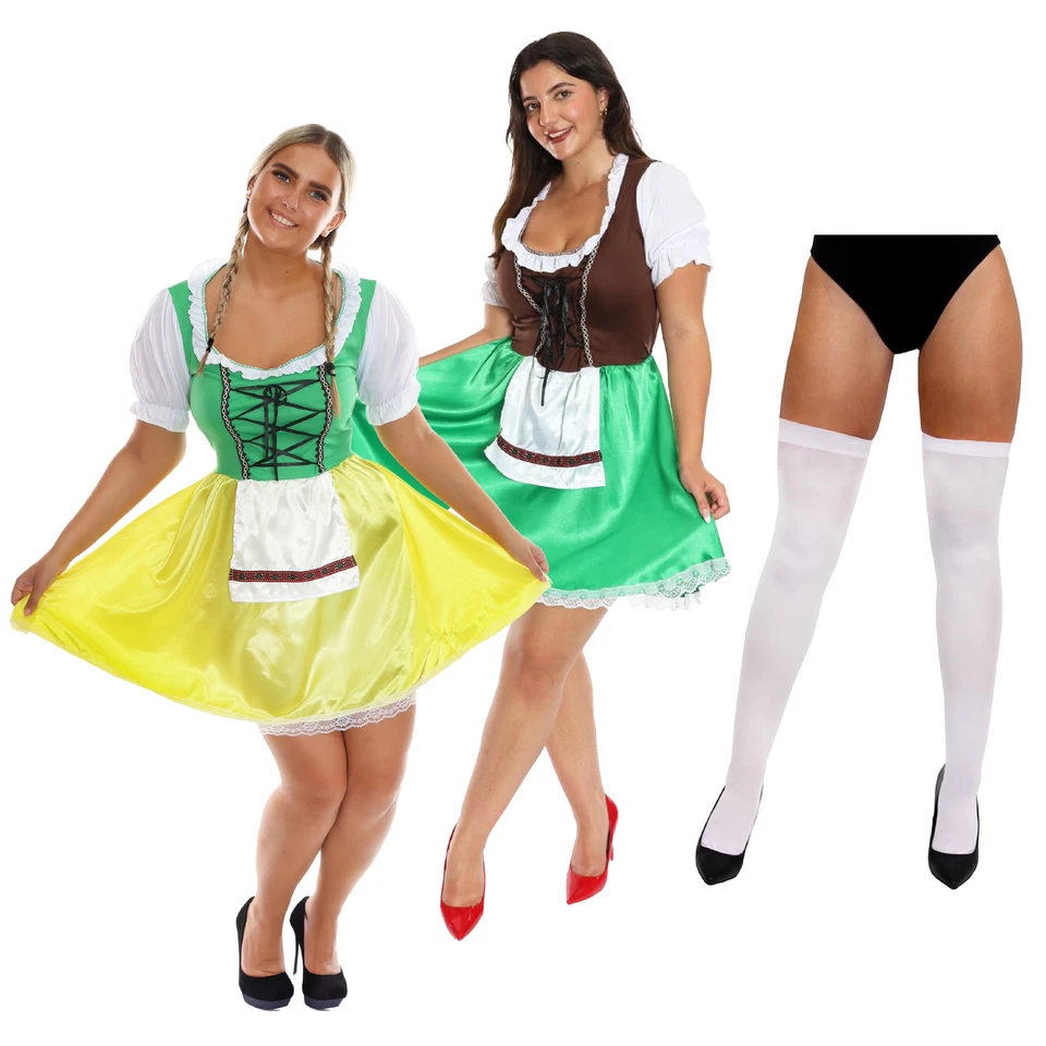 ILOVEFANCYDRESS LADIES OKTOBERFEST COSTUME WITH STOCKINGS GERMAN BEER MAID BAVARIAN FANCY DRESS
