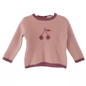 Bonpoint Cashmere Jumper Baby Girl Toddler Pink Cherry Sweater Size 18 months - Picture 1 of 19