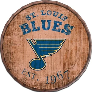 Letrero St Louis Blues barril superior establecido letrero desgastado 24" de diámetro - Imagen 1 de 1