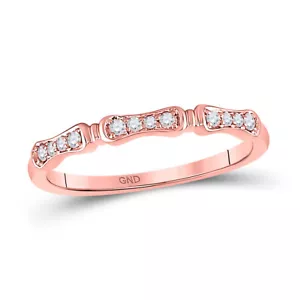 10K Rose Gold Womens Round Diamond Stackable Band Ring 1/10 Cttw - Picture 1 of 2