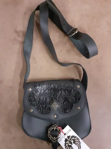 Mytholon Umhängetasche Leder Schwarz Larp Mittelalter Reenactment #12543 - Bild 1 von 4