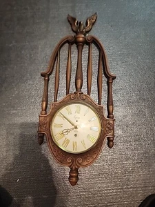 Vtg Wall Hanging Clock Syroco Syracuse Wood/Resin Carved Flower Eagle - Picture 1 of 8