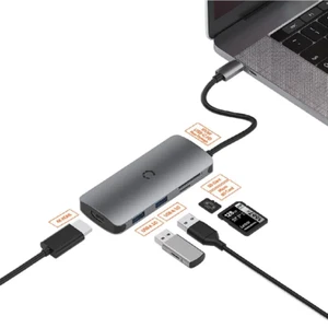 Cygnett Unite PocketMate USB-C Hub Silver, 100W USB-C PD PASS-THROUGH, 4K HDMI - Picture 1 of 6