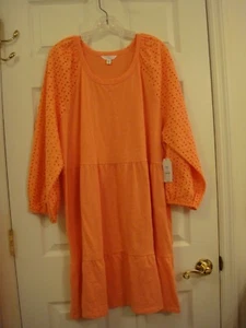 NEU Time and Tru Kleid Strick Stufen Ösenärmel Pfirsich Gr. XXXL (22) - Bild 1 von 9