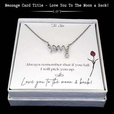 Para Hermana - Collar de Amor Cursivo Moderno | Tarjeta de Nota - Envoltura de Regalo Foto 1 de 4