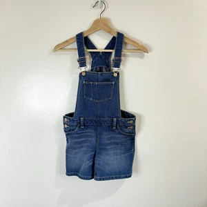 Old Navy Overalls Girls Size 8 Shortalls Jean Denim Adjustable Medium Wash - Picture 1 of 10