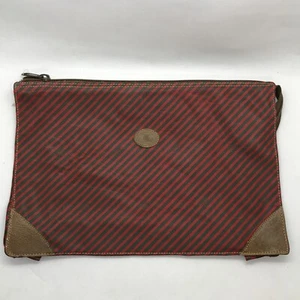 VTG 100% Authentic Gucci Green & Red Striped Fabric Makeup Bag Zipper Pouch - Picture 1 of 17