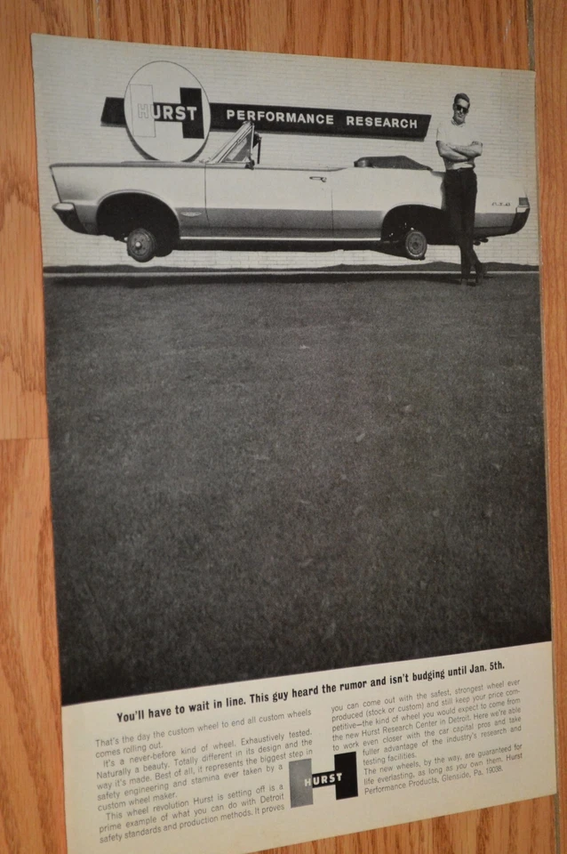 1965 年 PONTIAC GTO 可转换 HURST SHIFTER 原版广告印刷广告 65 — 第 1/1 张图片