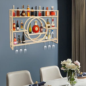 Moderno estante de copa de vino de hierro dorado estante de vino montado en la pared 120 * 15 * 80 cm Wine Shelf - Imagen 1 de 16