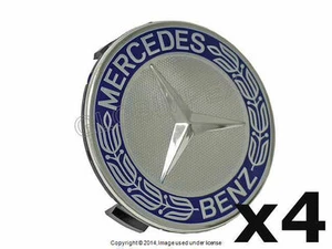 Mercedes w203 Royal Blue Center Hub Cap for Alloy Wheel Set of 4 GENUINE - Picture 1 of 1
