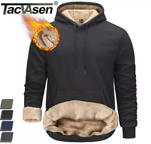 Men's Pullover Hoodie Thick Sherpa Lined Front Pocket Warm Fleece Sweatshirts - Picture 1 of 39