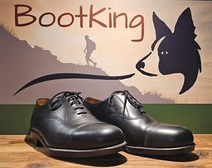 Black Oxford Toe Cap Leather Shoes Parade Rubber sole RAF DMS Service - Picture 1 of 8