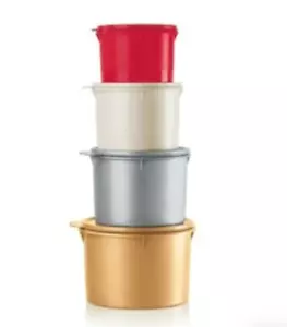 Tupperware Stapelkanister Set 5~7~10~14 Tassen ~ Gold Silber Weiß Rot Neu - Bild 1 von 2