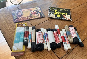 LOT OF 17 VINTAGE NEW REPLACEMENT SHOE/BOOT  LACES + SHOE SHINERS & EYE NEEDLES - Picture 1 of 10