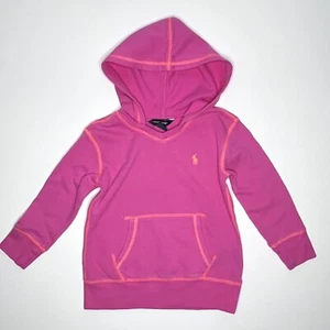 Ralph Lauren Terry Cotton Hoodie Pullover Girls Size 4T Pink Pockets Pony Logo. - Picture 1 of 9