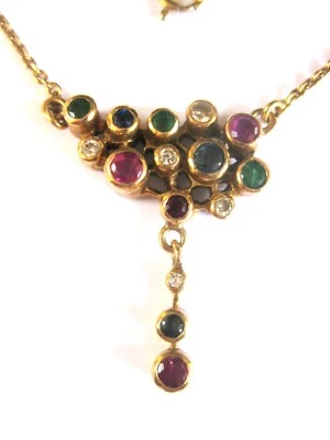 Necklace Gold 585 With Gemstones And Diamonds, 6,68 G - Image 1 of 4