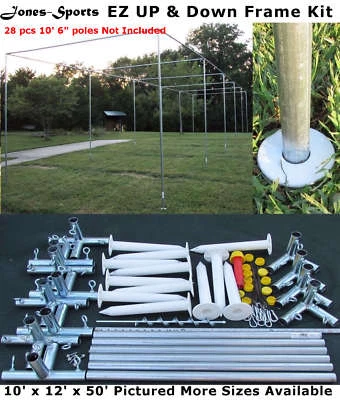 Jones-Sports Batting Cage Frame Kit 10' x 12' x 50' EZ UP & DOWN Frame Kit