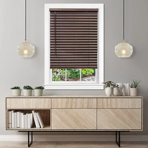 Achim Home Furnishing Cordless GII Luna 2" Slat Mahogany Venetian Window Blinds - Picture 1 of 12