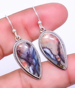 Laguna Lace Agate Gemstone 925 Sterling Silver Handmade Bali Earring 1.56" A391 - Picture 1 of 1