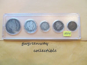 1909 Silver Birth year set 5 coins (other years also) - Picture 1 of 2