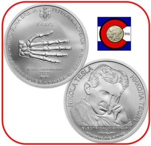 2020 Serbia Tesla X-Rays BU 1 oz Silver Coin in capsule - Picture 1 of 1