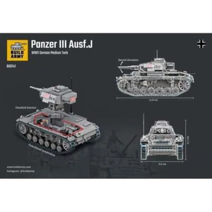 BuildArmy 0141 1:33 WW2 German Panzer III Ausf.J Tank Construction Kit 755 Pcs - Picture 1 of 4