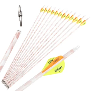 30" Carbon Arrow Archery SP500 Screw Tip Camo Shaft Compound Recurve Bow Hunting - Picture 1 of 28
