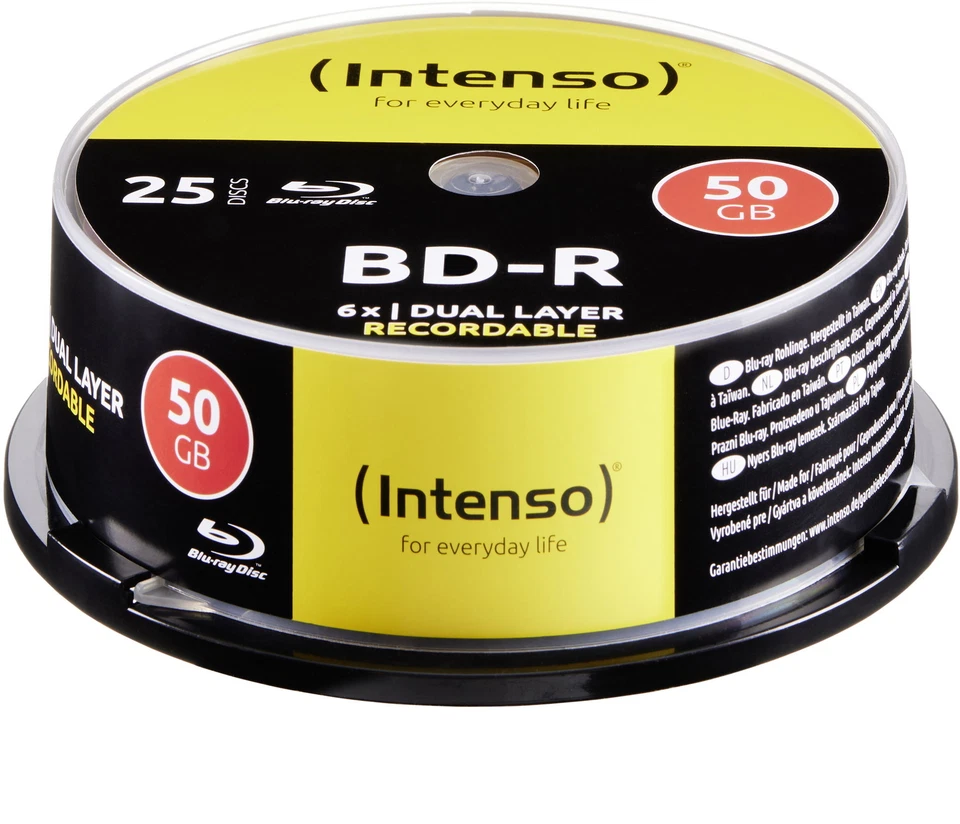 50 Intenso Rohlinge Blu-ray BD-R Dual Layer 50GB 6x Spindel - Bild 1 von 1