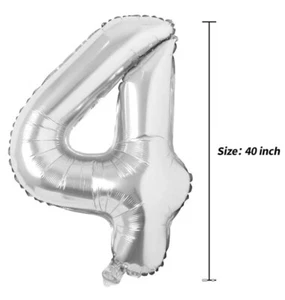 Set of 2 Silver 40 Inch Ballon Numbers 4 & 0 New in Package Free Shipping - Picture 1 of 4