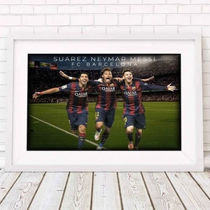NEYMAR SUAREZ MESSI - Póster de fútbol estampado de imágenes tallas A5 a A0 **ENVÍO GRATUITO - Imagen 1 de 14