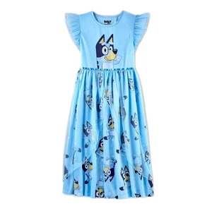 Bluey Girl's Character Blue Satinet and Tulle Nightgown, Gown Size M (8) - Picture 1 of 10