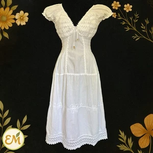 Vintage Milkmaid Dress 90s Y2K Boho Prairie Cottage Peasant Hippie Renaissance - Picture 1 of 19