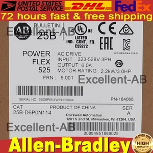 2022 AB 25B-D6P0N114 Powerflex 525 /A PLC AC Drive 2.2kW 3HP 480V AC 25BD6P0N114 - Picture 1 of 4