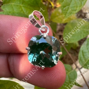 12 Ct Certified Natural Green Sapphire Gemstone Pendant 925 Silver – Rare Beauty - Picture 1 of 8