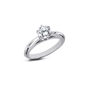 0.34ct F VS2 Round Natural Certified Diamond Platinum Solitaire Engagement Ring - Picture 1 of 7