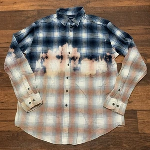 Croft & Barrow Bleached Flannel Shirt Men’s XL Blue Button Down Long Sleeve - Picture 1 of 7