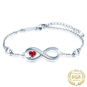 Damen Armband Herz 925 Sterling Silber Unendlichkeit Kette Frauen Geschenk - Bild 1 von 8