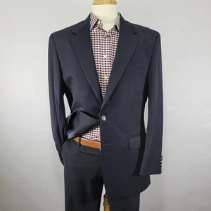 Van Heusen Men's Sport Coat Blazer Two Button Navy Blue Wool Size 40L - Picture 1 of 16