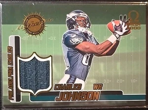 Charles Johnson Game Worn Jersey Card Eagles 2000 Pacific Omega Authentic Relic - Picture 1 of 2